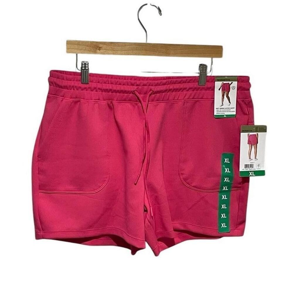 NWT Mondetta Soft Ribbed‎ Active Shorts Women XL 5” Inseam Adjustable Drawstring